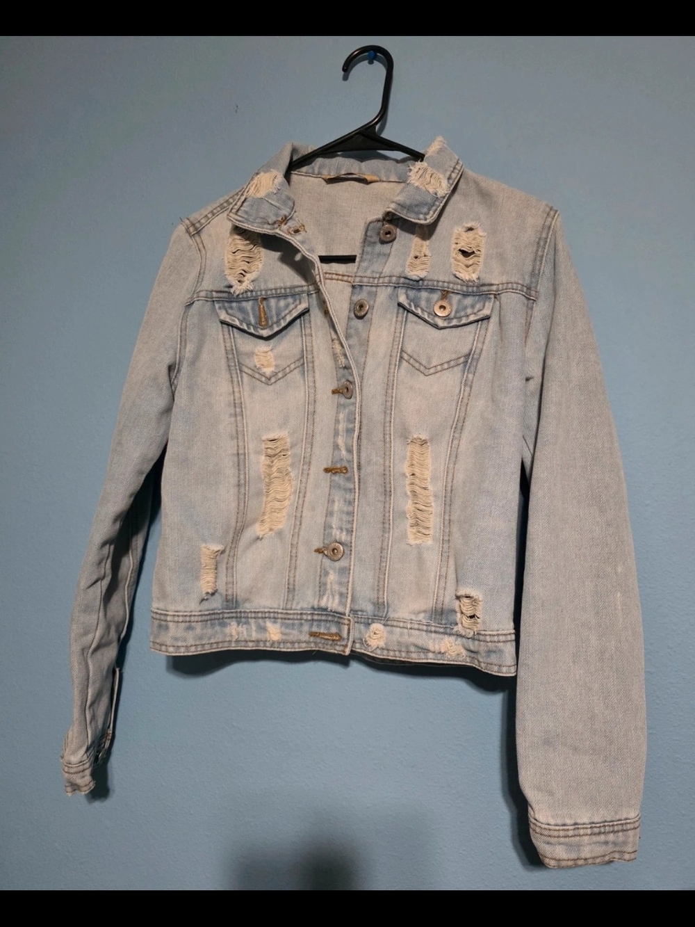 Highway Jeans Light Wash Distressed Denim Jacket Like New Medium